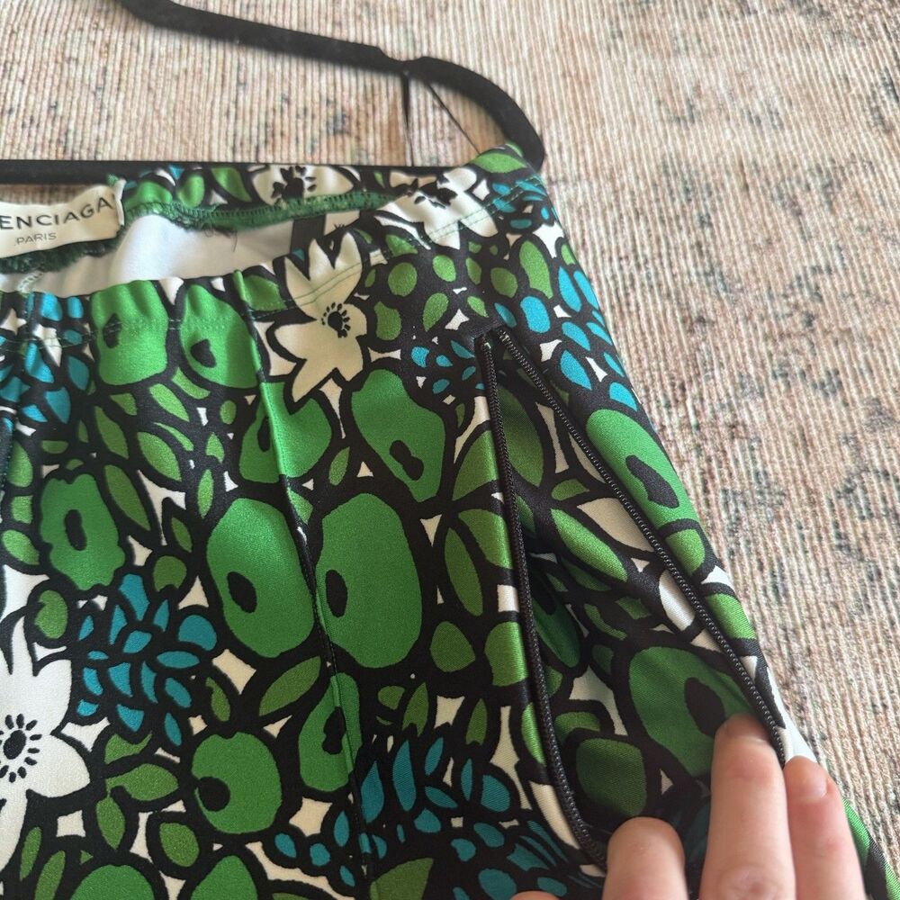 Balenciaga Paris Spring 2017 Floral Print Legging Dress Pant Green Blue XL $1090 - Picture 14 of 14